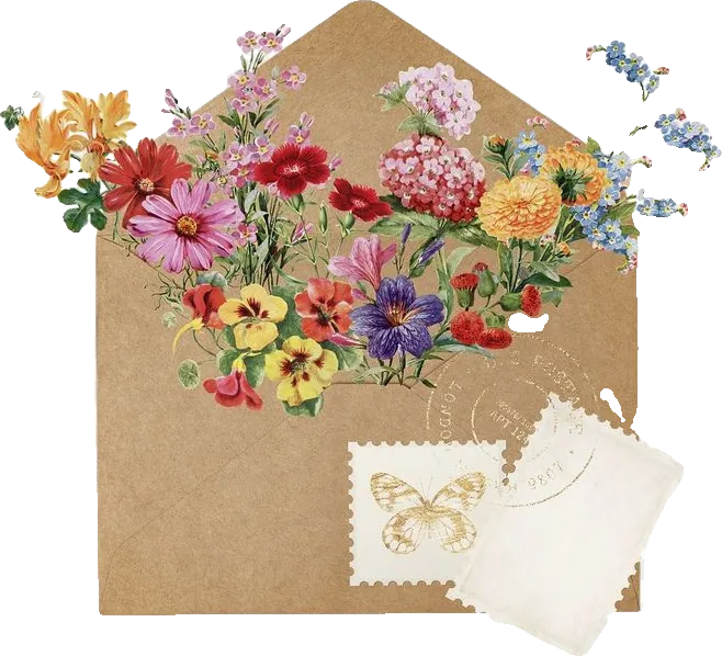 An envelope full of flowers